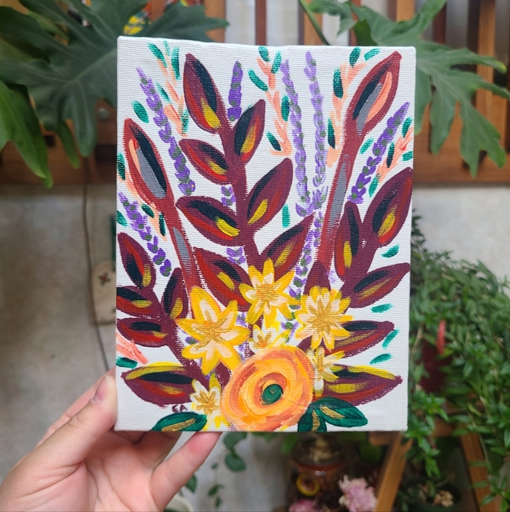🆕️Floral Wall Art Starflower Harvest Flower Painting Colorful Autumn Floral